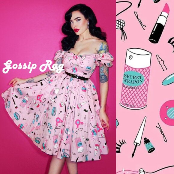vixen micheline pitt makeup pin up pink swing dress size medium - Picture 1 of 7